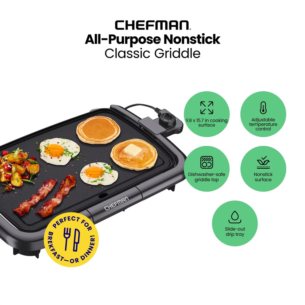 Electric Griddle Non-Stick 10"x16" Black F559695