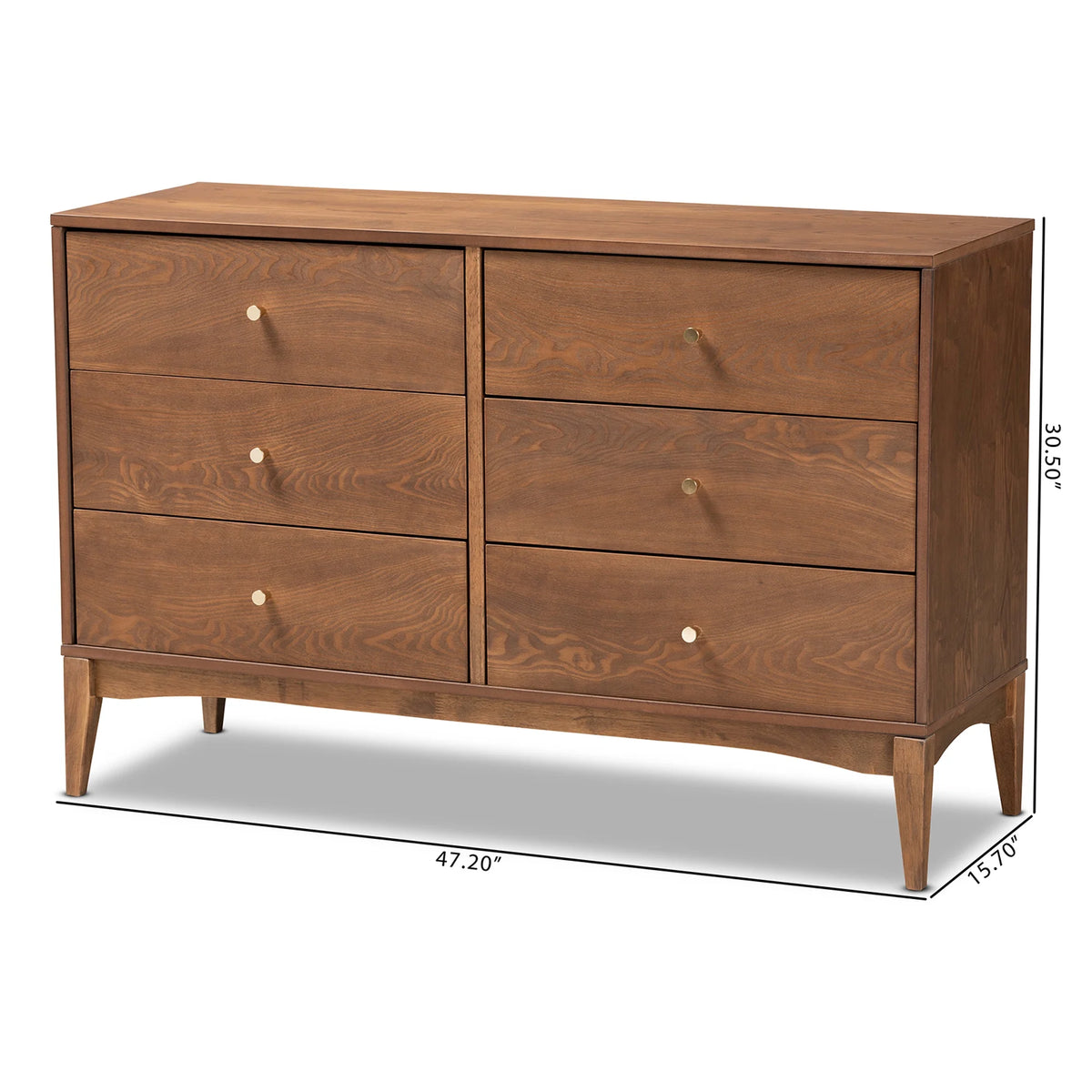 Ash Walnut Finished Wood 6-Drawer Dresser S620793