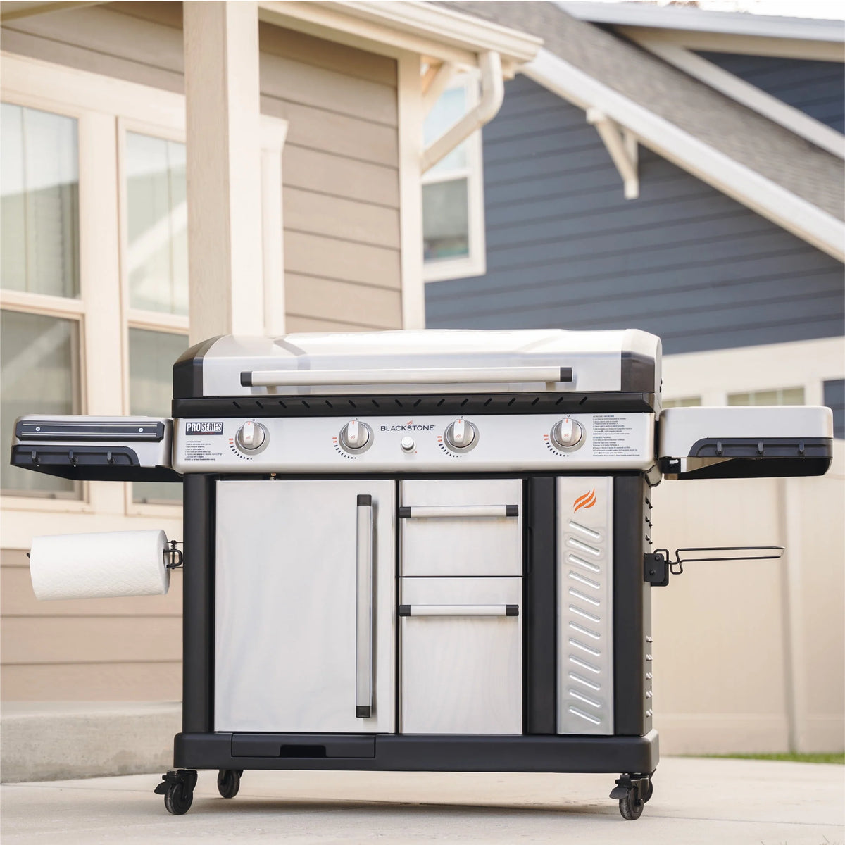 4-Burner Propane Griddle with Stainless Steel Cabinet and Hood W41452