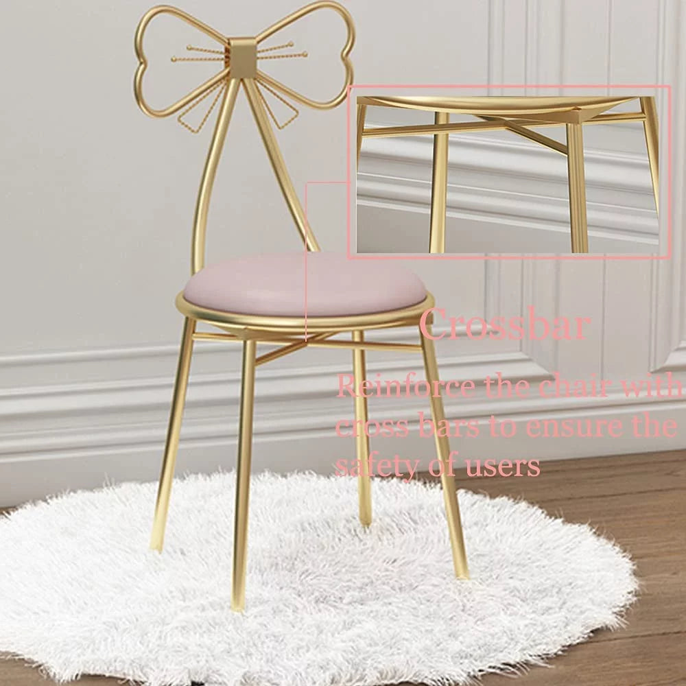 Light Pink Velvet Vanity Chair with Metal Frame C120
