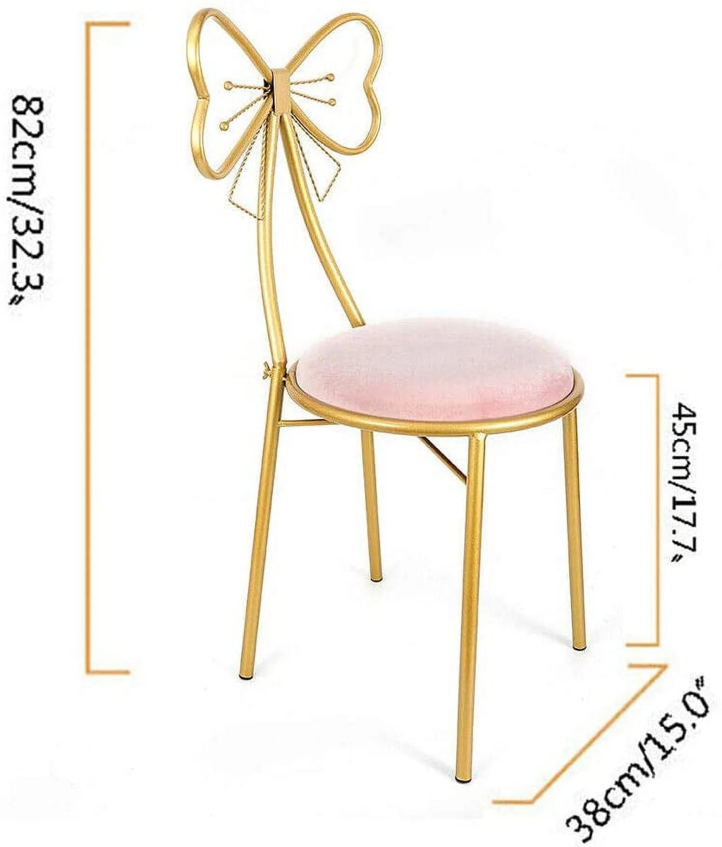 Light Pink Velvet Vanity Chair with Metal Frame C120