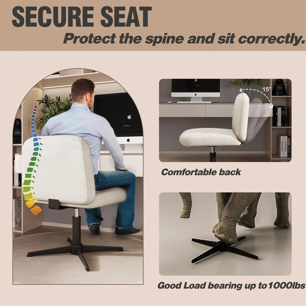 Armless Wide Seat Ergonomic Swivel Office Chair P824