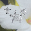 Sterling Silver Turtle Hibiscus Earring and Necklace K365259