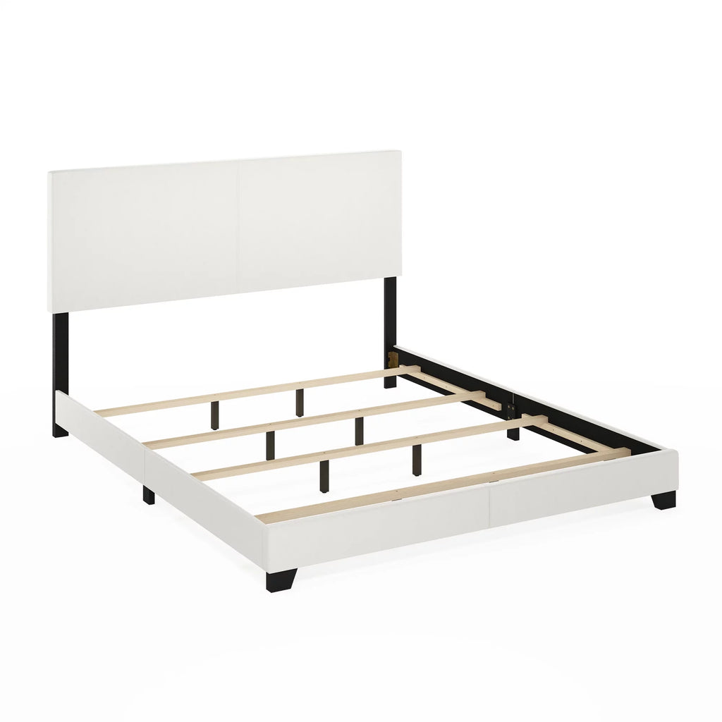 Upholstered Bed Frame, Black PU Leather, Twin XL E576609