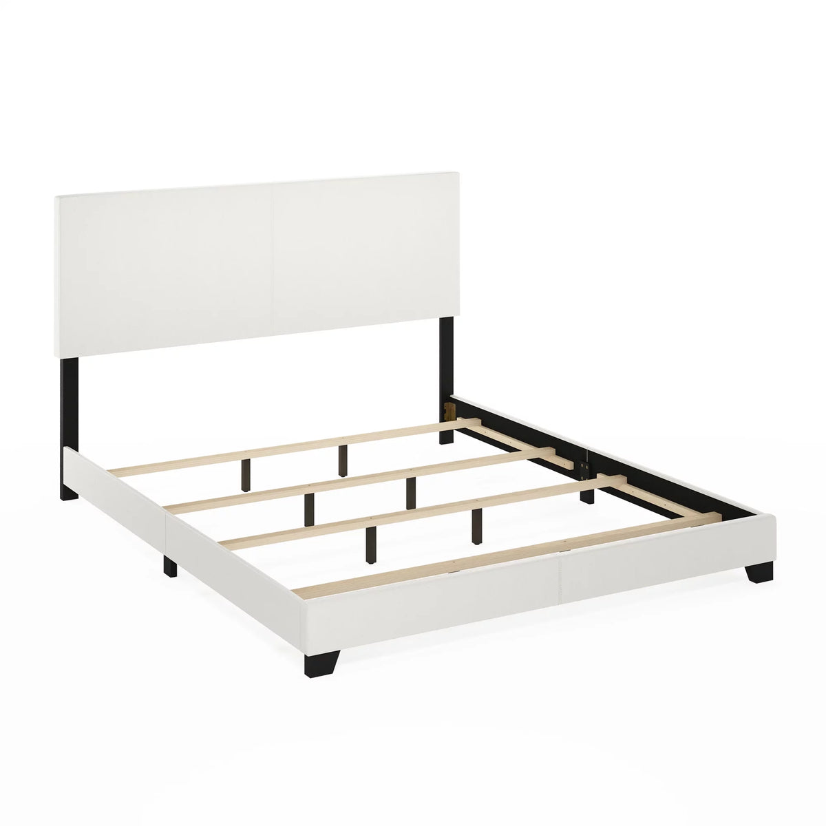 Upholstered Bed Frame, Black PU Leather, Twin XL E576609