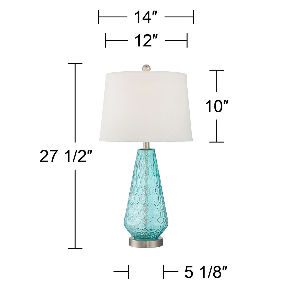 Blue Textured Glass Table Lamps Set of 2 Y4891
