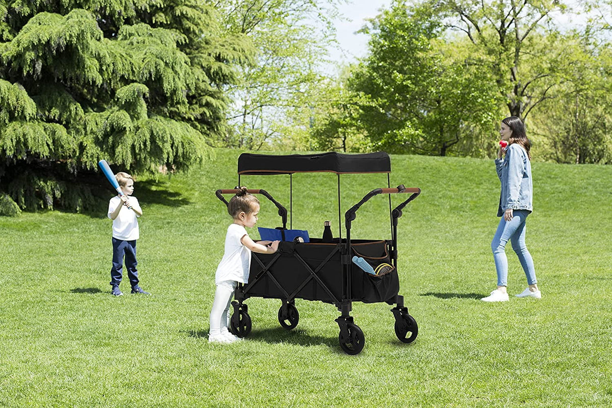 Black Stroller Wagon for 2 Kids with Canopy F8786