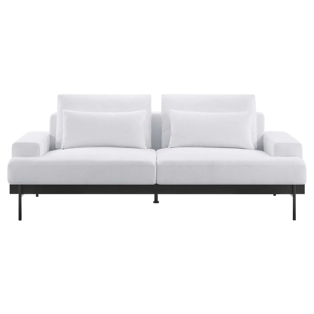 White Upholstered Polyester Fabric Sofa Q214