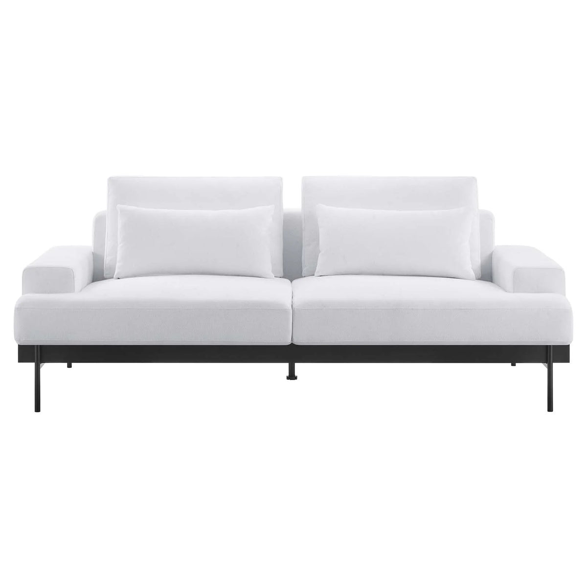 White Upholstered Polyester Fabric Sofa Q214
