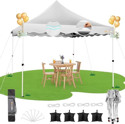 10x20 Pop Up Canopy Tent with 6 Sidewalls, Wheeled Bag & 4 Sandbags, White K4315