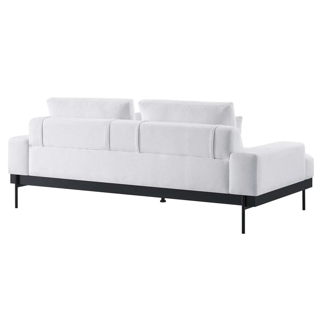 White Upholstered Polyester Fabric Sofa Q214