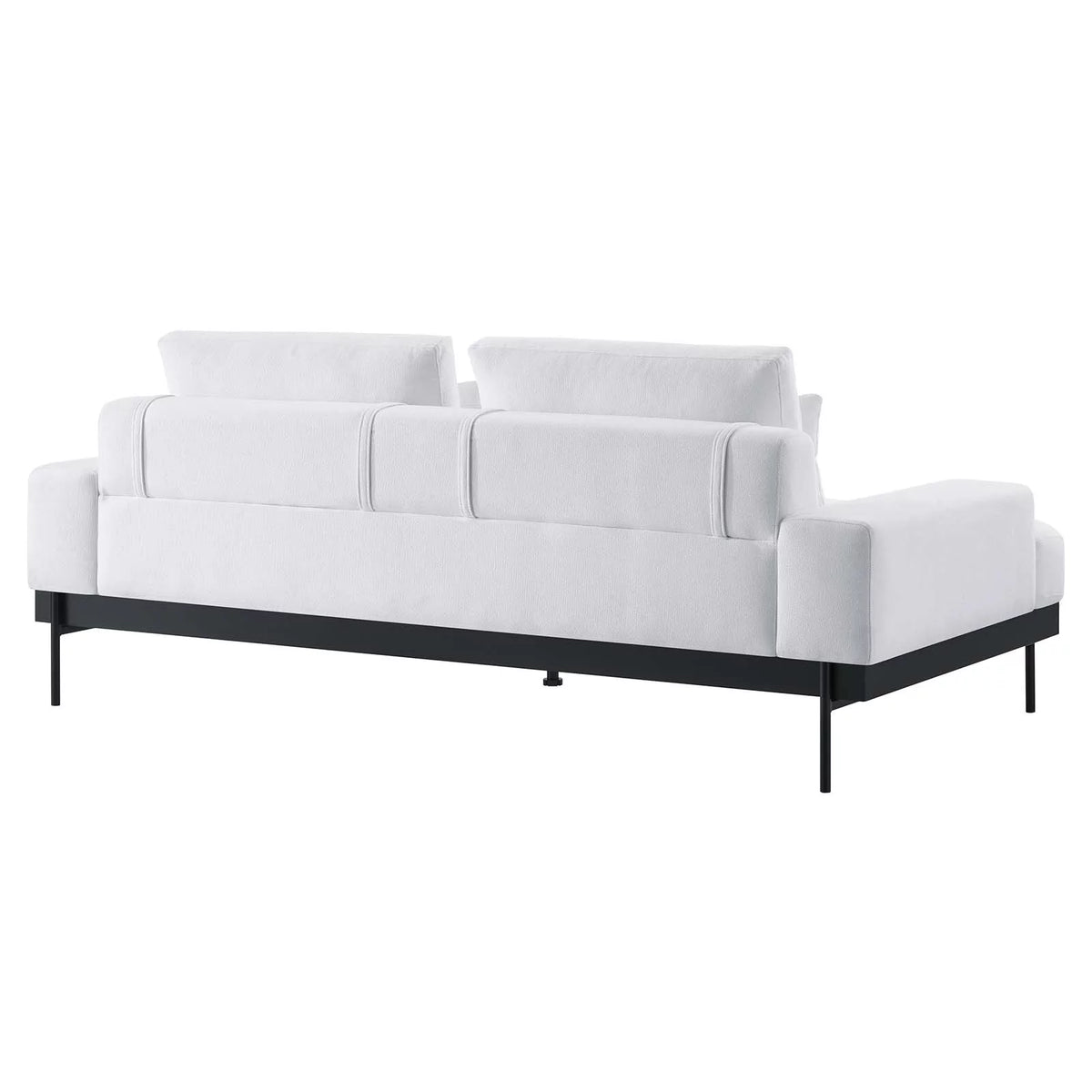 White Upholstered Polyester Fabric Sofa Q214