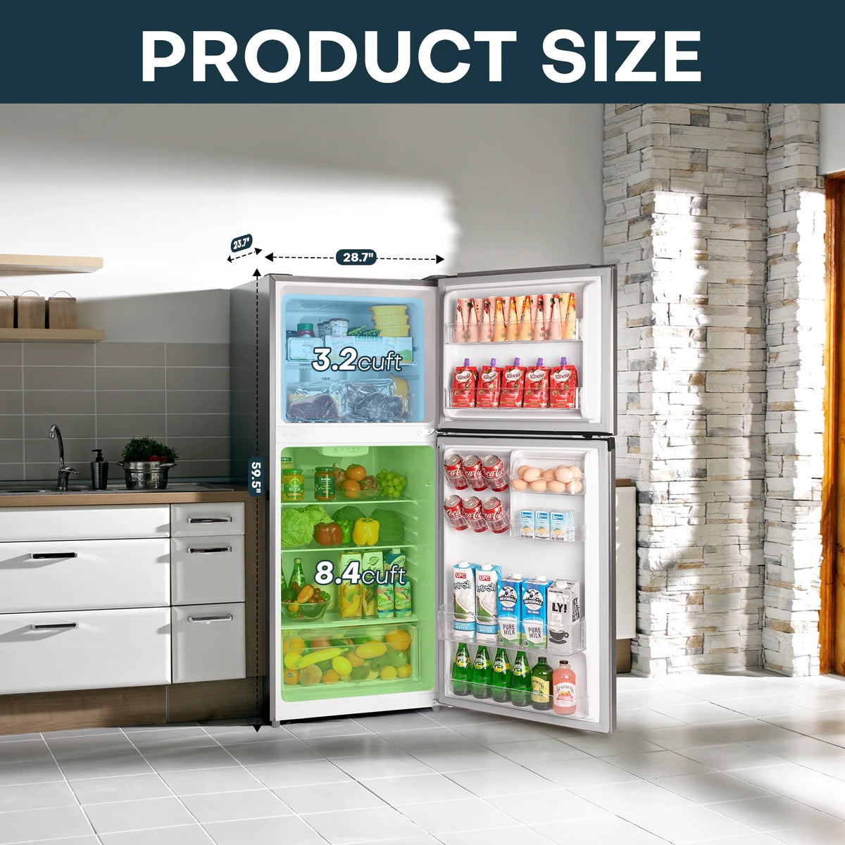 11.6 Cu.Ft. Double Door Fridge with Top Freezer O186