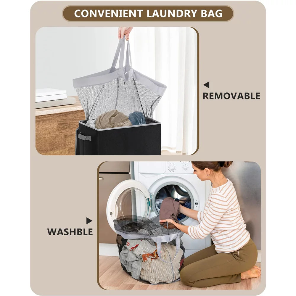 100L Collapsible Laundry Hamper with Lid & Laundry Bag S879