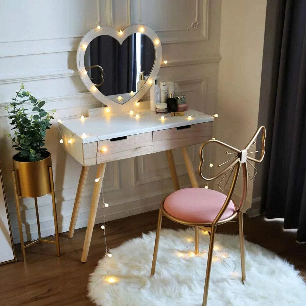 Light Pink Velvet Vanity Chair with Metal Frame C120