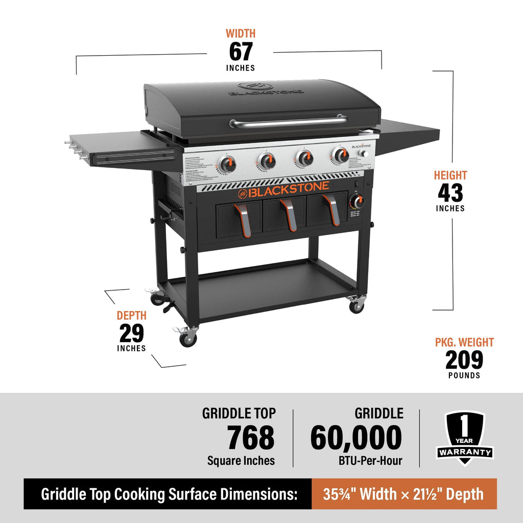 4-Burner Propane Griddle with Air Fryer and Hood K793294