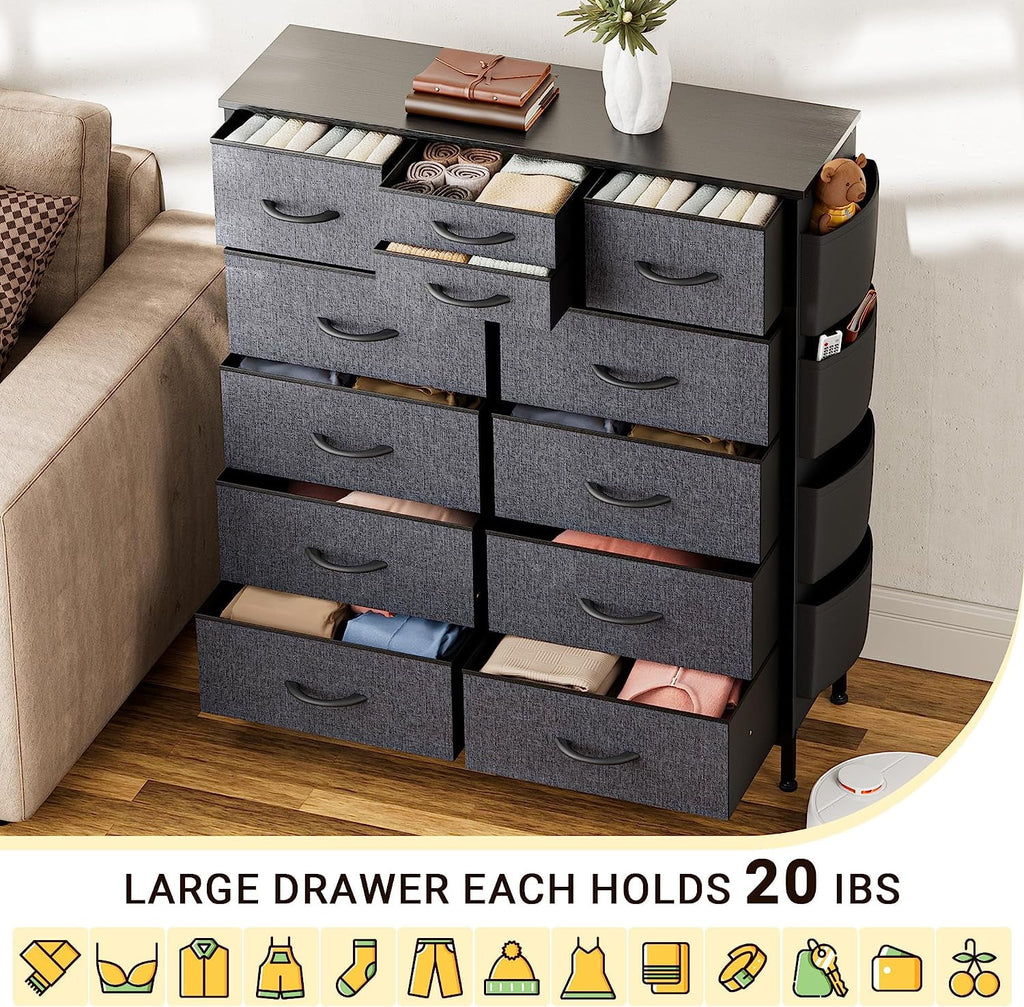 Rustic Brown 12 Drawer Fabric Dresser I313301