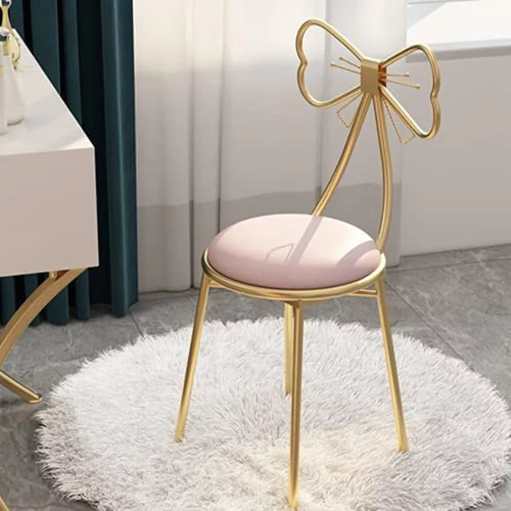 Light Pink Velvet Vanity Chair with Metal Frame C120