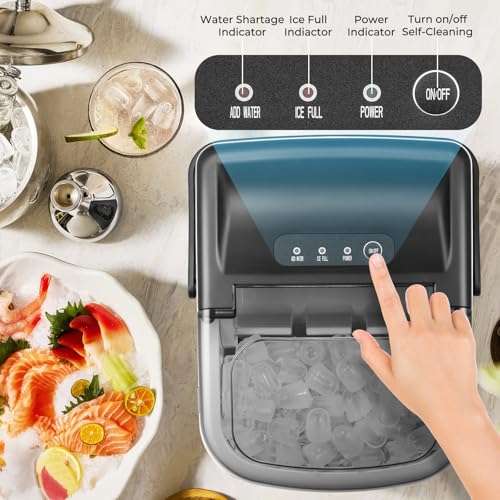 Portable Countertop Ice Maker with Carry Handle, Black, Green S979