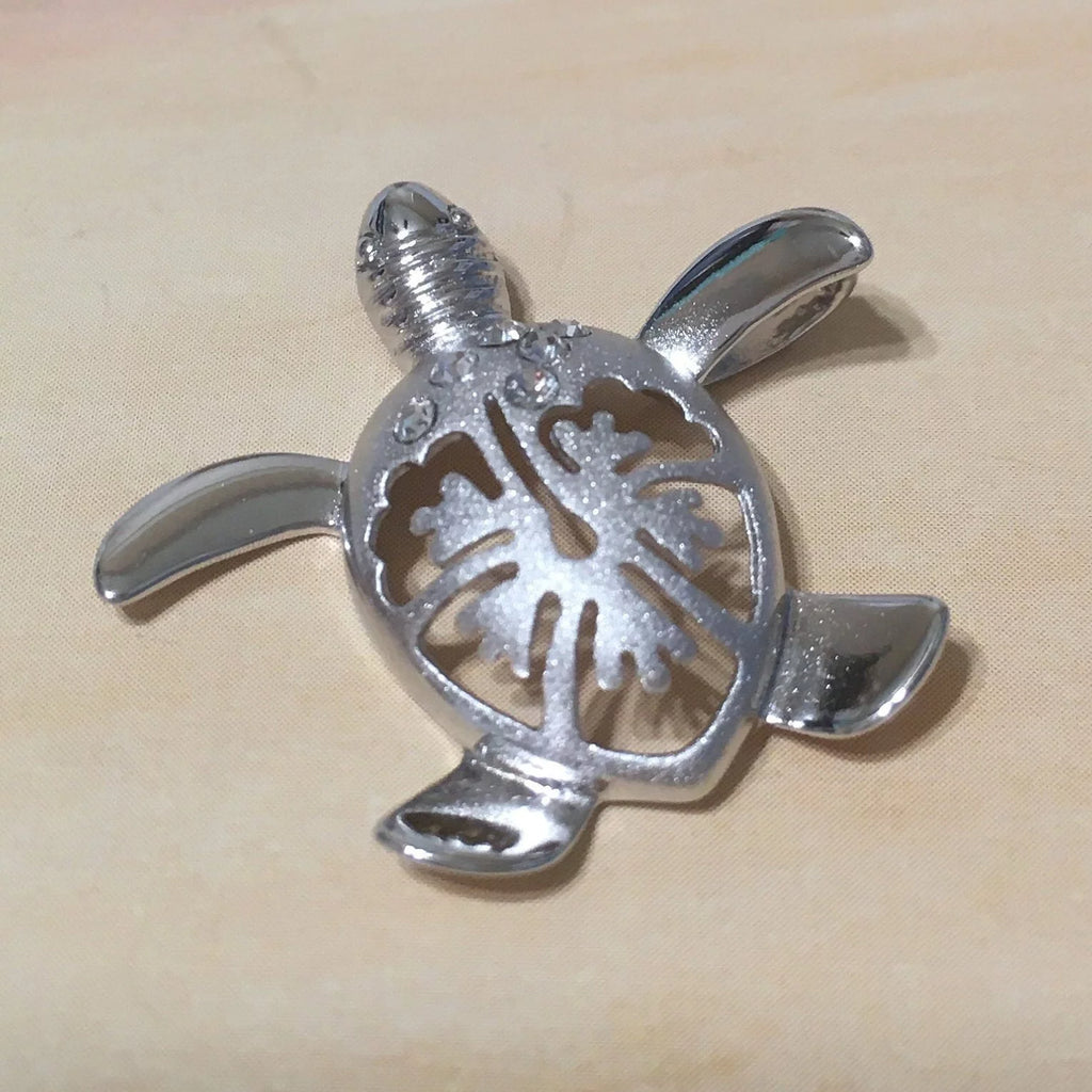 Sterling Silver Turtle Hibiscus Earring and Necklace K365259