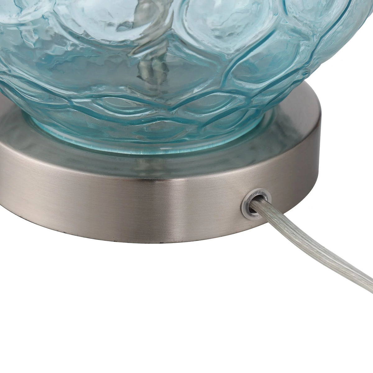 Blue Textured Glass Table Lamps Set of 2 Y4891