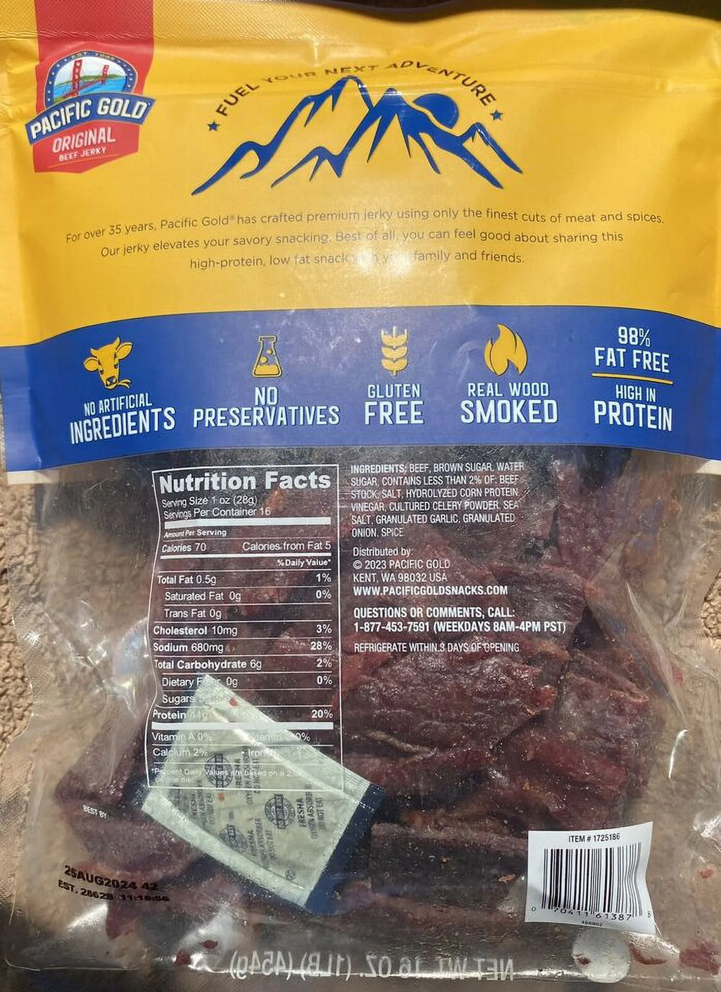 Natural Wood Smoked Beef Jerky 16 oz R986