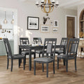 7 Pcs Dining Table and Chair Set with 6 Upholstered Chairs P695523