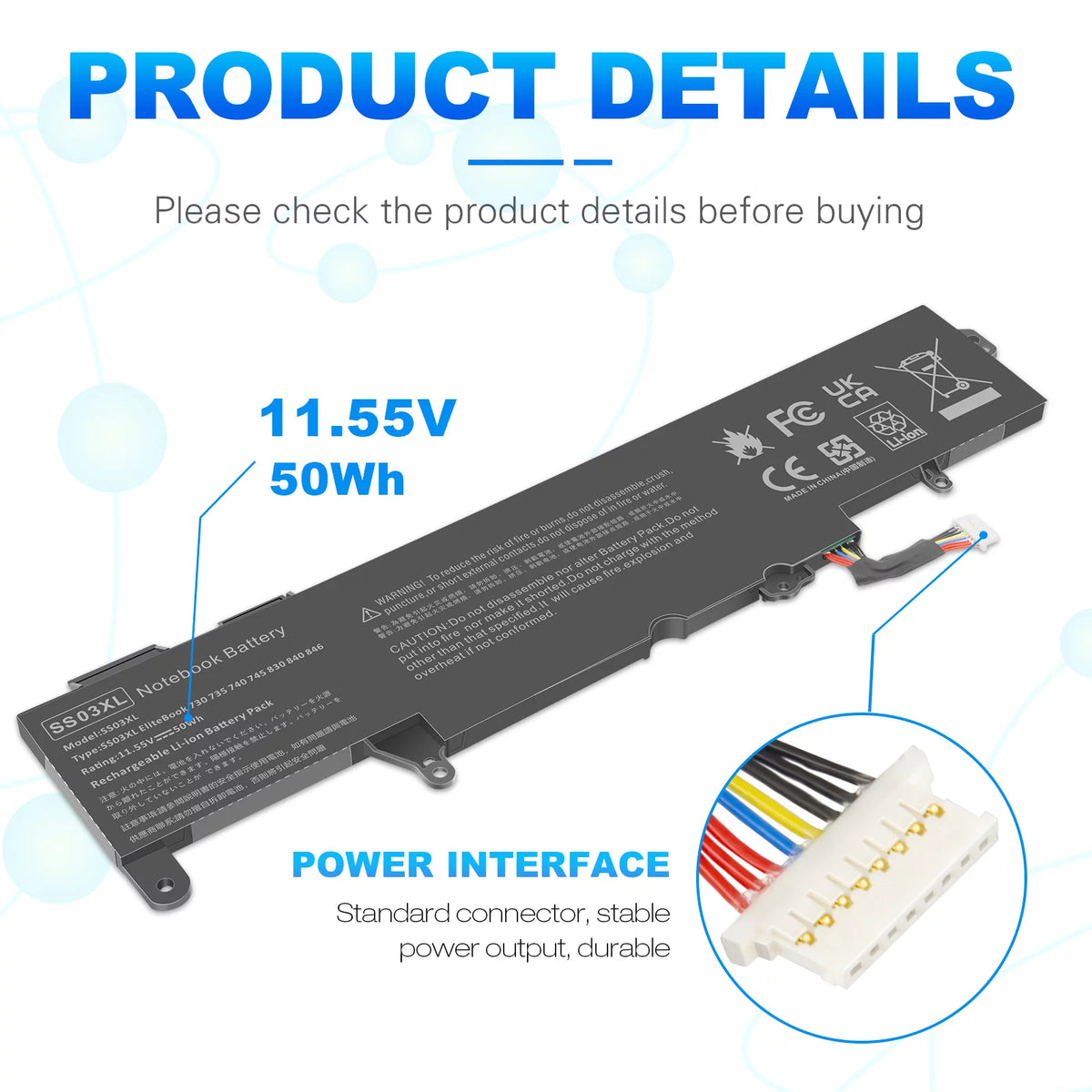 Battery for Hp EliteBook 735 740 745 830 836 840 846 D2464