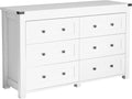 White 6 Drawer Wood Dresser with Metal Handles D565860