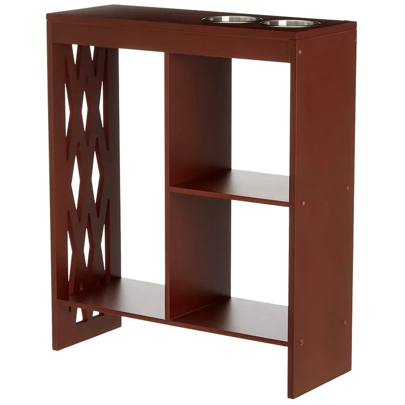 Walnut End Table with Drink Holder S468951