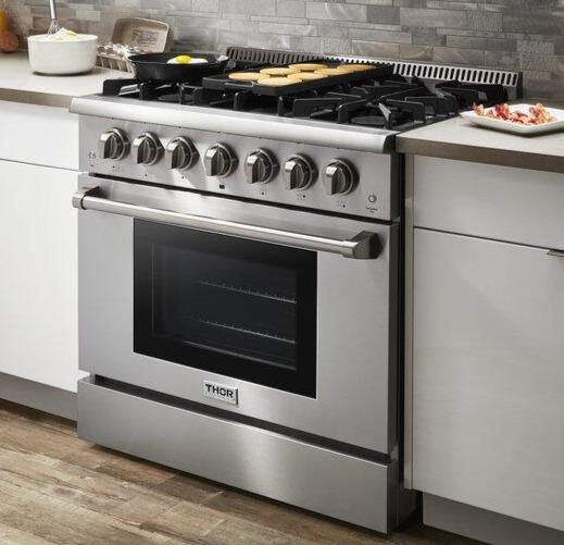 36 in. Propane Gas Burner Electric Oven Range in Stainless Steel A383582