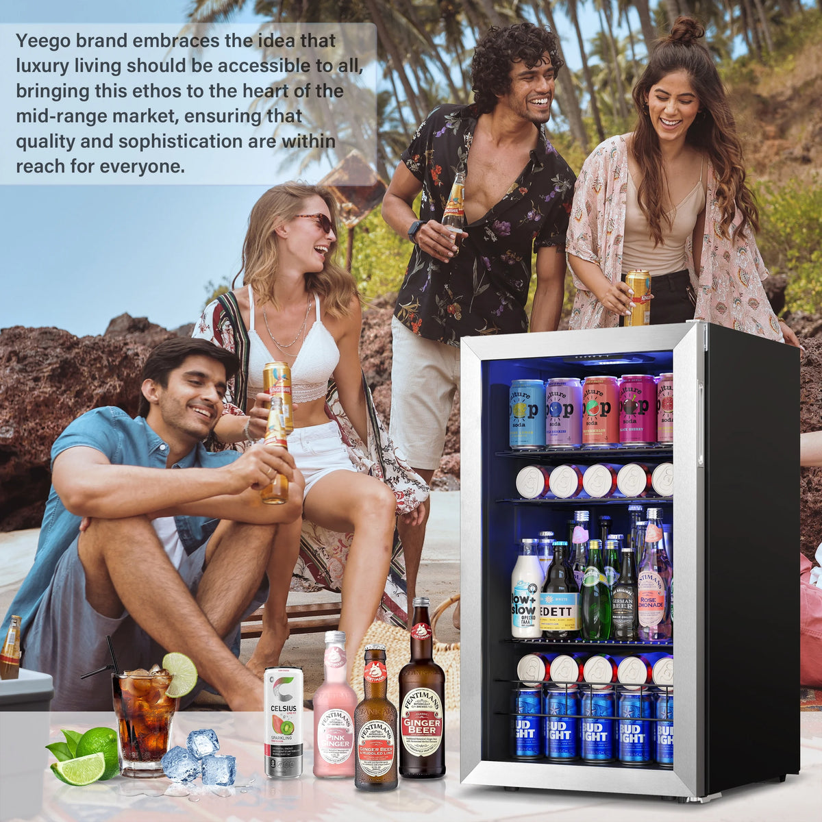 102-140 Can Freestanding Mini Drink Fridge with Glass Door M8233
