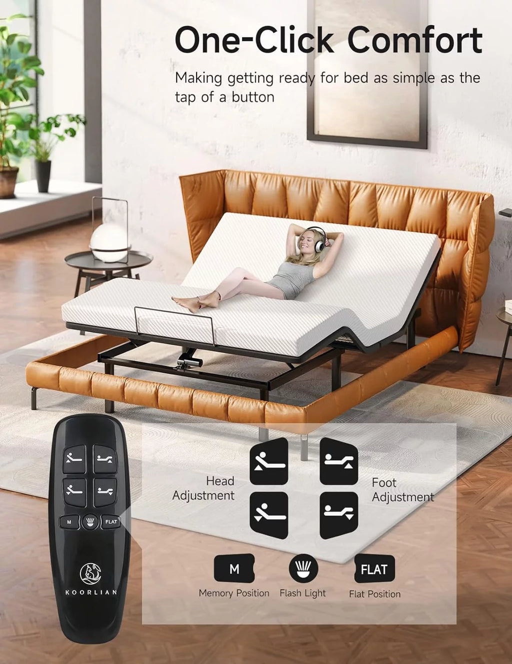 Queen Adjustable Bed Frame with Head and Foot Incline B9668