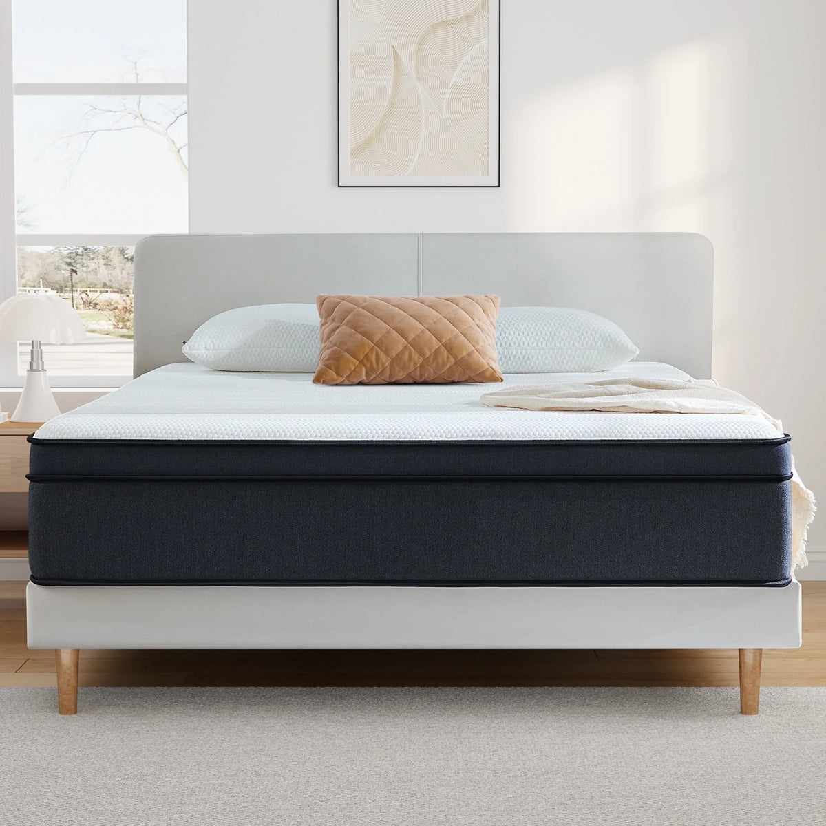 Queen 12 inch Medium Plush Hybrid Innerspring Mattress in a Box A2543
