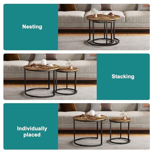 Set of 2 Round Wood Grain Coffee Table E357842