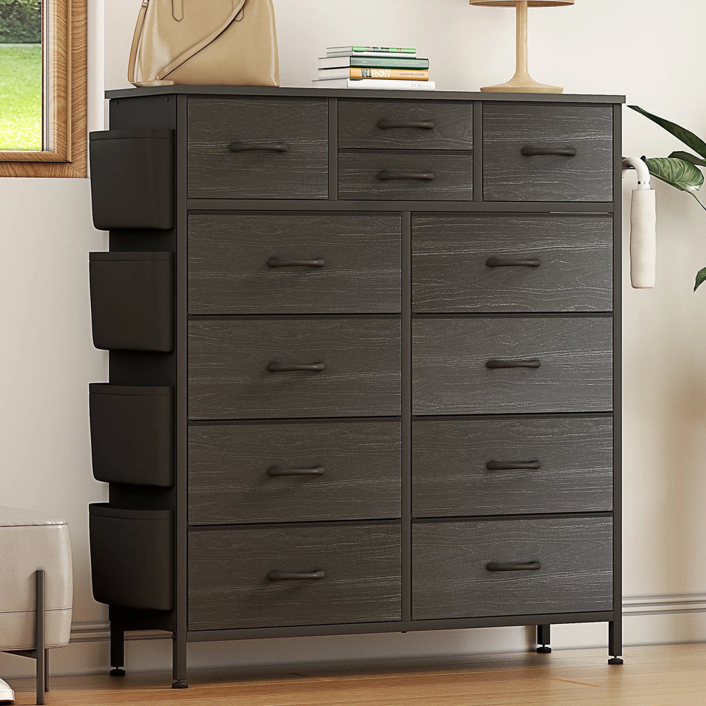 Rustic Brown 12 Drawer Fabric Dresser I313301