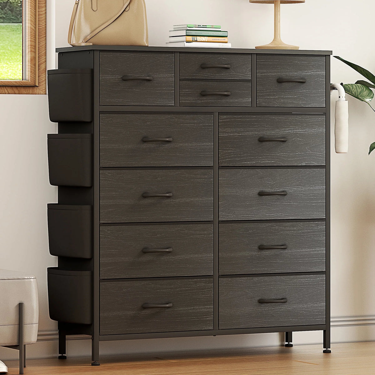 Rustic Brown 12 Drawer Fabric Dresser I313301
