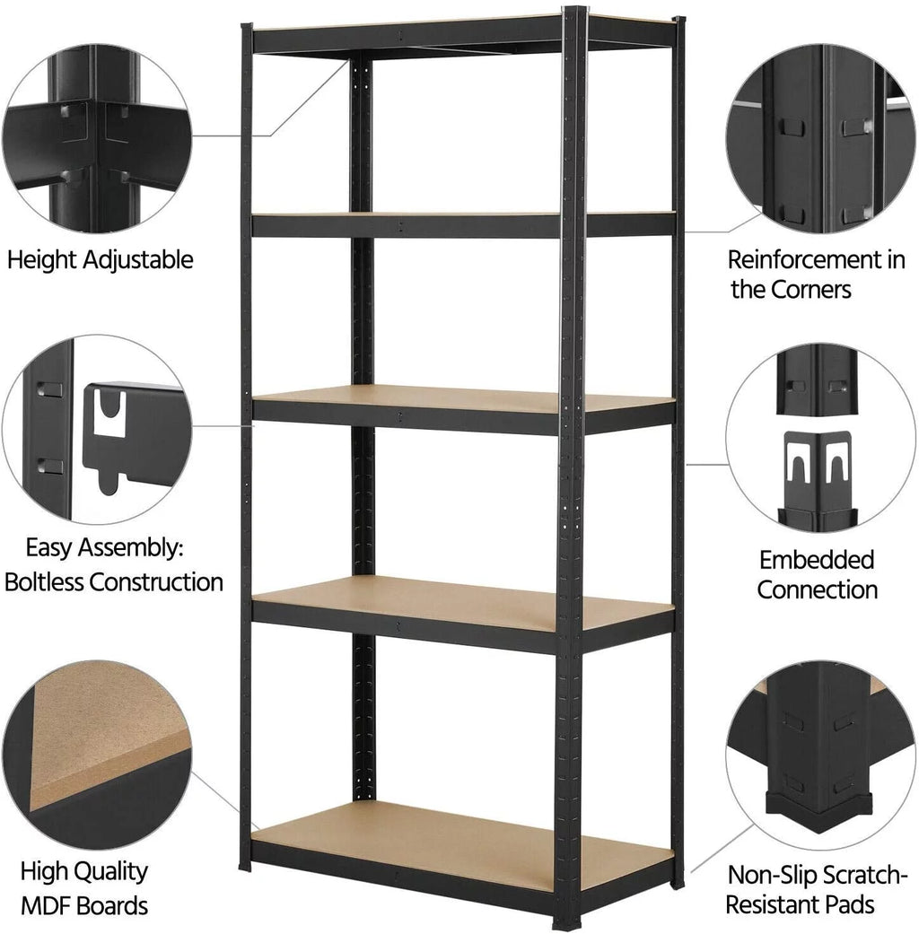 5 Tier Heavy Duty Metal Adjustable Shelving Unit I7877