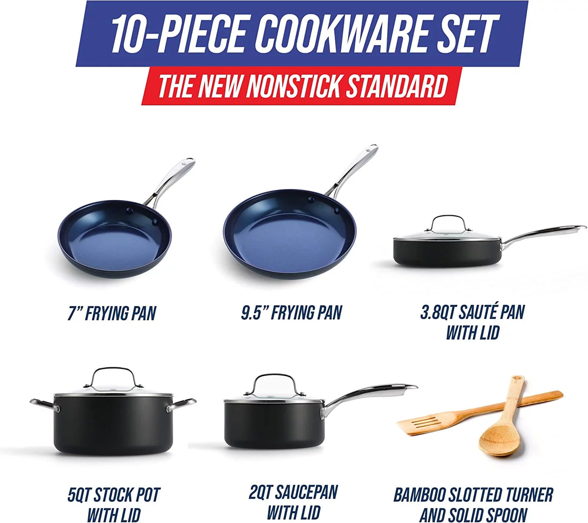 Blue Diamond Hard Anodized Ceramic Nonstick 10-Piece Cookware Set Y4716