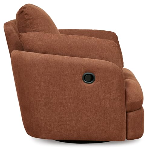 Orange Swivel Glider Rocker Recliner with 2 Bolster Pillows B674681