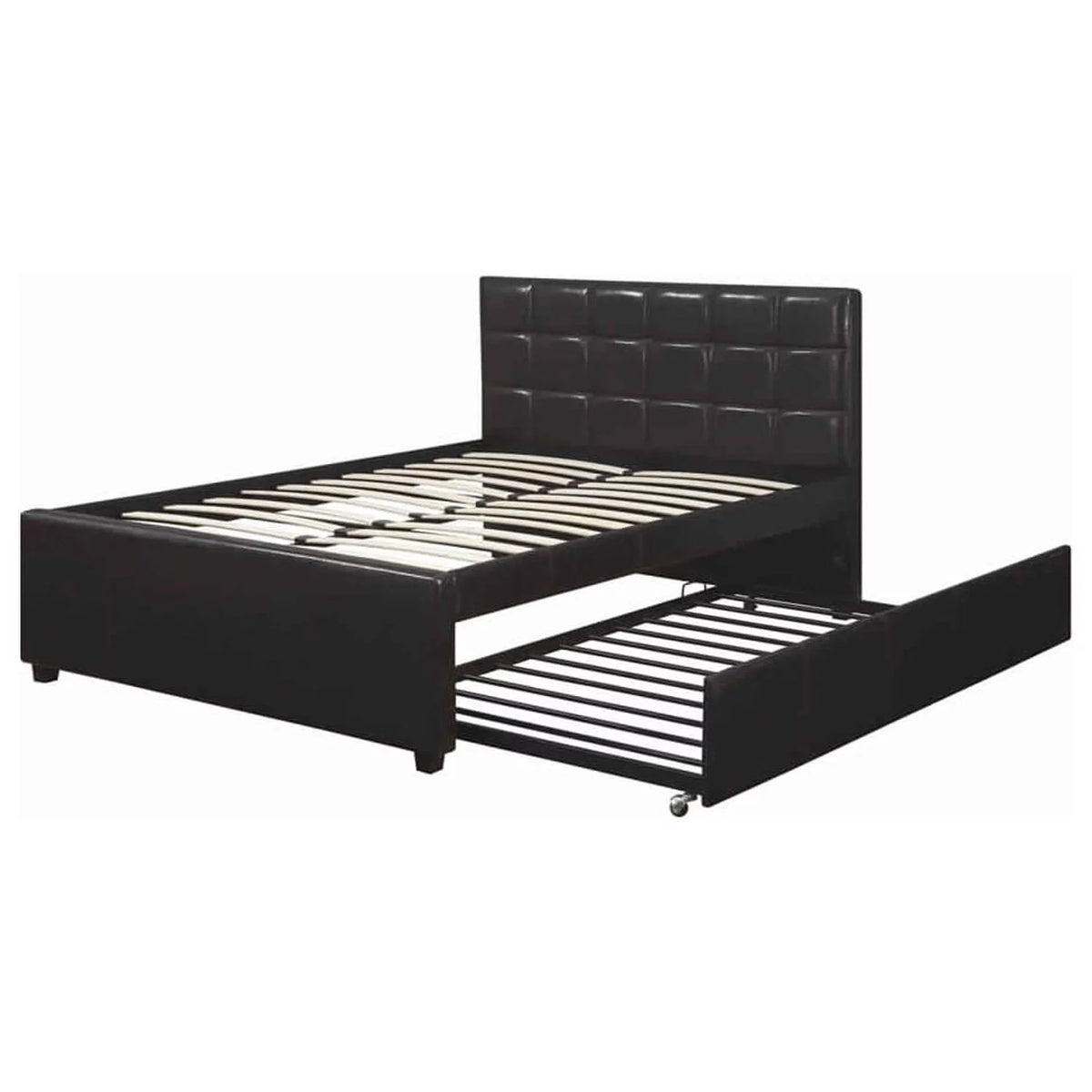 Twin Bed with Trundle Tufted Headboard W287