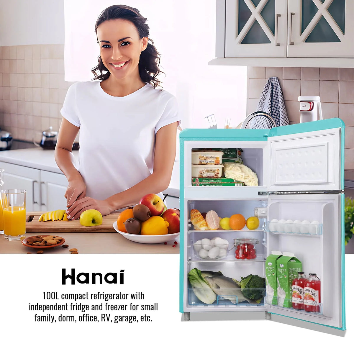 3.5 Cu.ft Blue Mini Fridge with Freezer Y42590