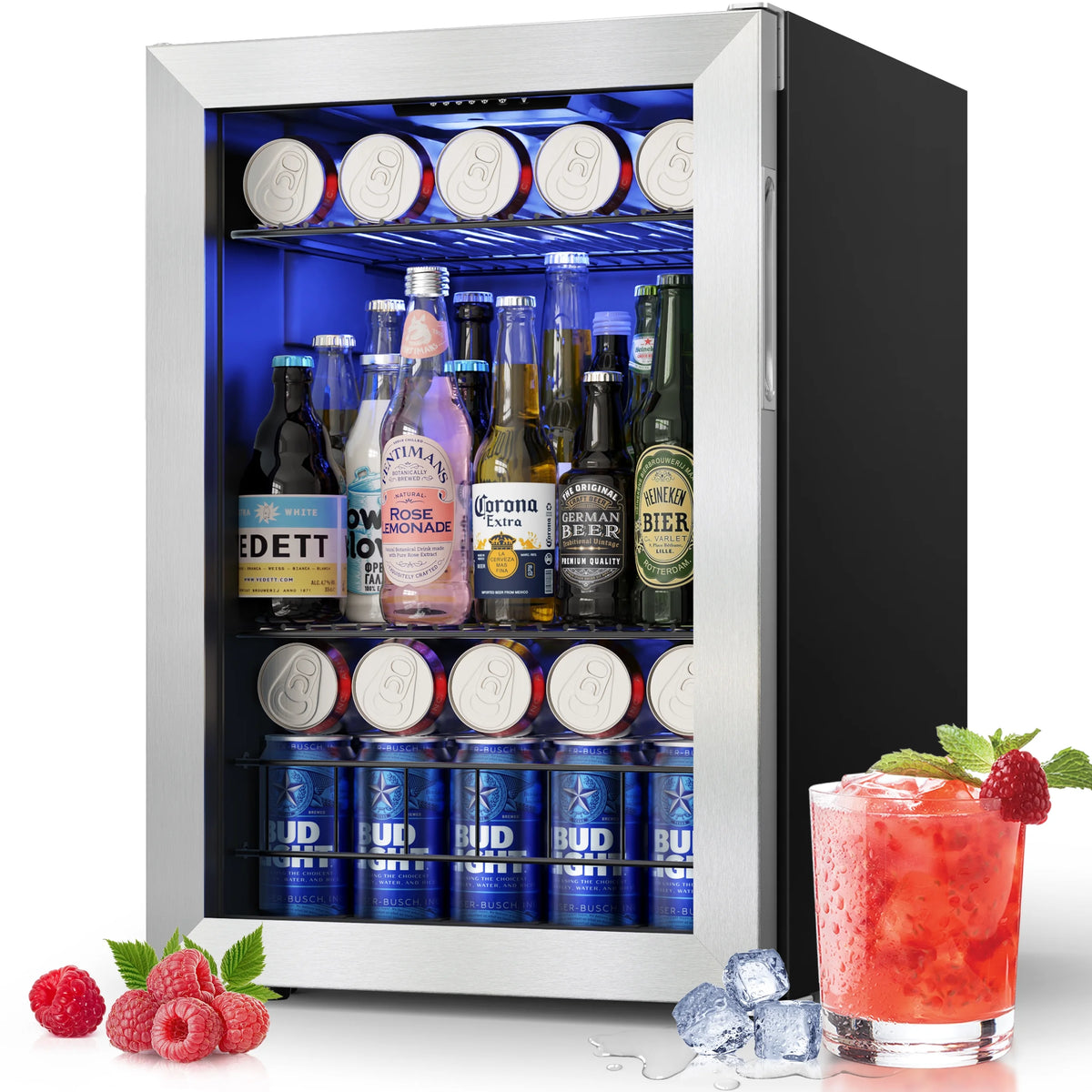 77-80 Can Mini Beverage Cooler with Glass Door F175481