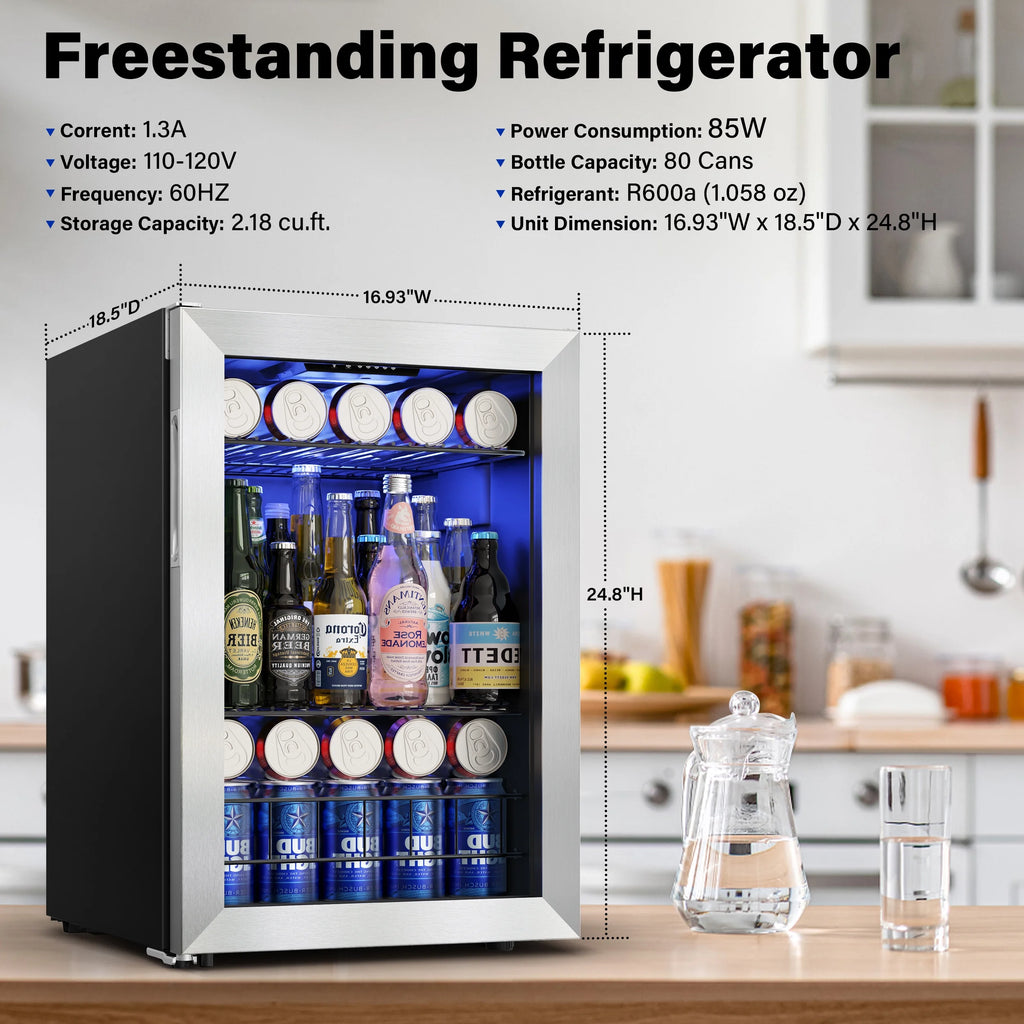 77-80 Can Mini Beverage Cooler with Glass Door F175481