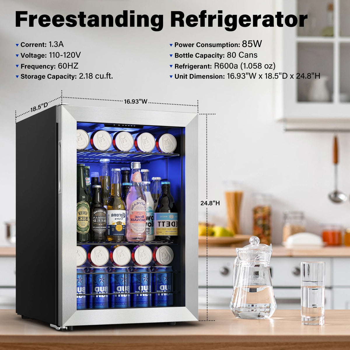 77-80 Can Mini Beverage Cooler with Glass Door F175481