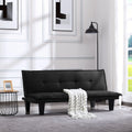 63.8 inch Black Faux Suede Convertible Futon Sofa Bed J933