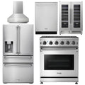 30 Gas Range, Range Hood, Refrigerator with Water and Ice Dispenser, Dishwasher, Wine Cooler G599