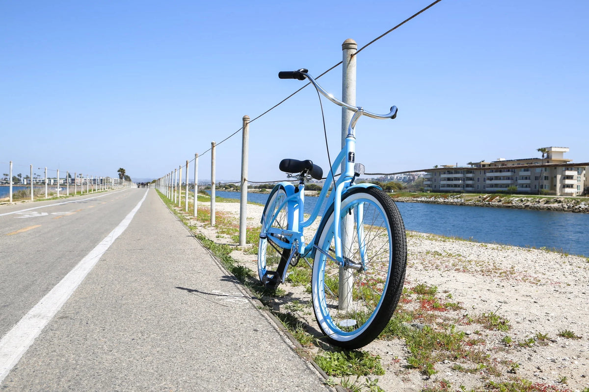 Blue Three Speed Women's Beach Cruiser Bicycle I48751