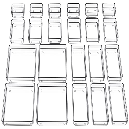 22-Piece Clear Drawer Organizer with Non-Slip Silicone Pads P84535