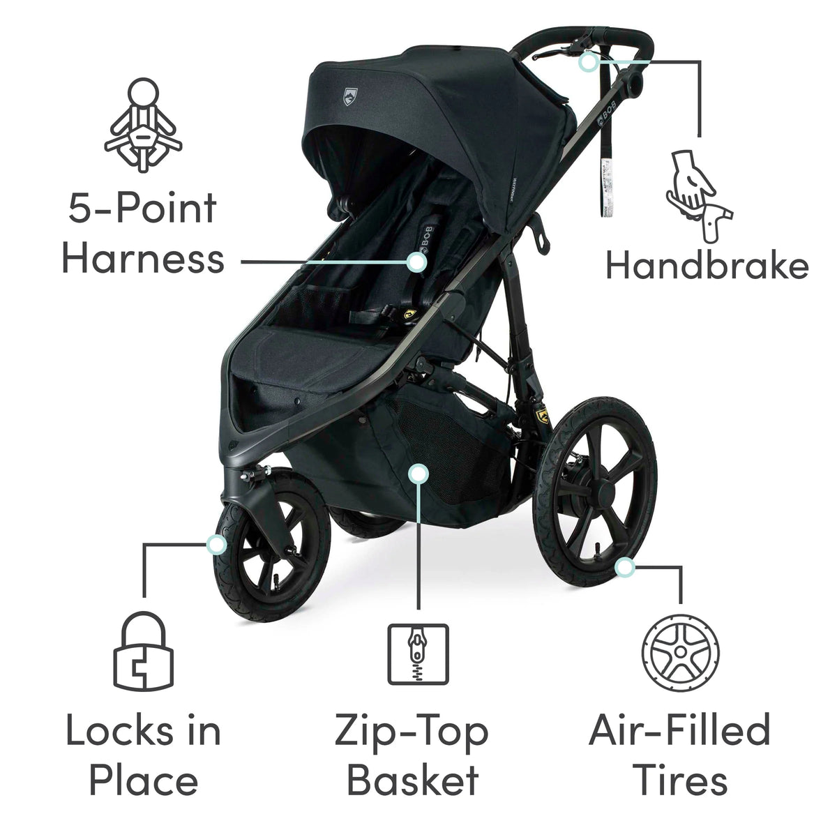 Jogging Stroller with Dual Suspension and Air-Filled Tires I9222